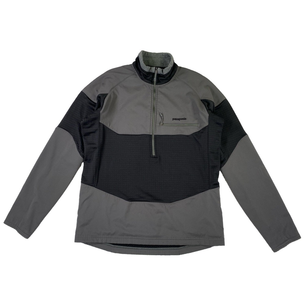 Patagonia R1 Field 1/4 Zip Grid Fleece Pullover Men's Medium Black Gray